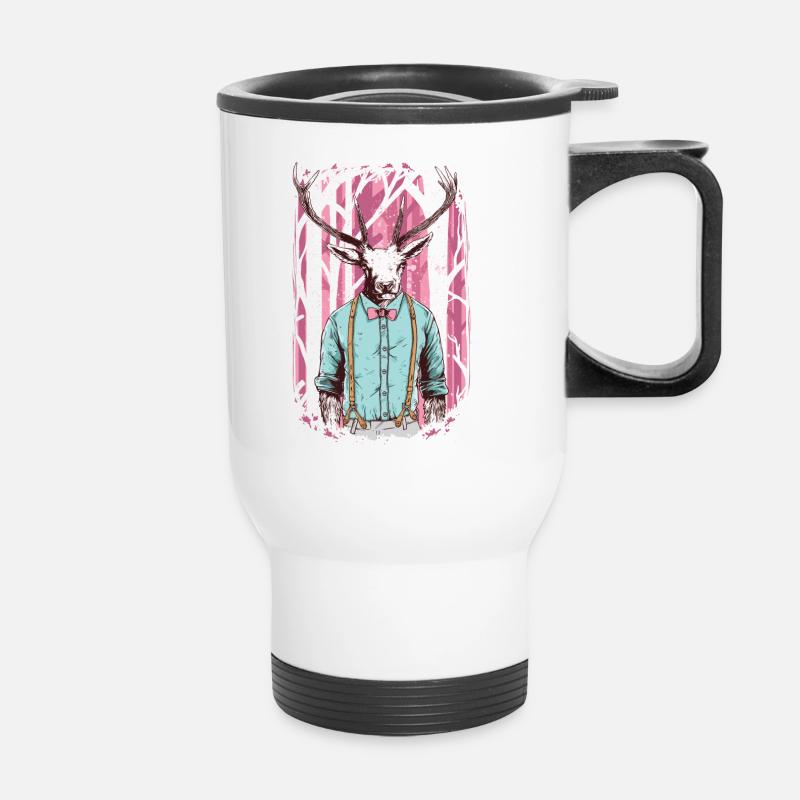 The ultimate Christmas deer with bow tie. - Thermal mug with handle - white