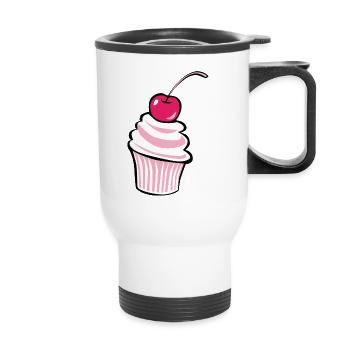 Cherry cupcake - design! - Thermal mug with handle - white - Front