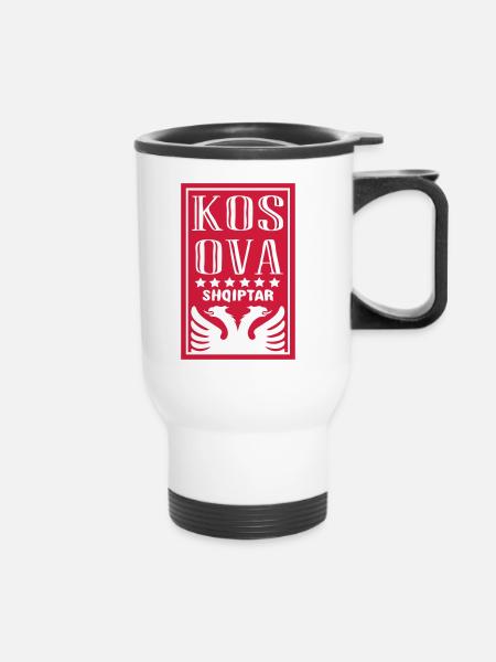 Kosovo Shqiptar conception - Tasse isotherme avec poignée - blanc