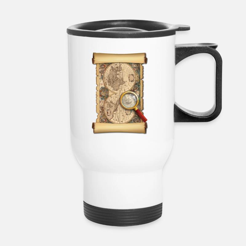 Old map - Thermal mug with handle - white