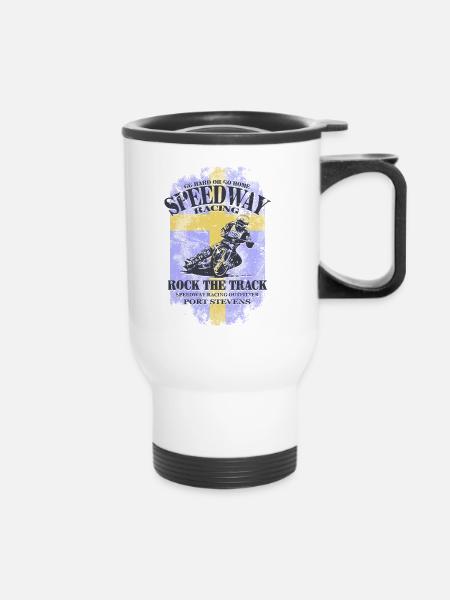 Speedway Racing - Sweden Vintage Flag - Thermobecher mit Tragegriff - Weiß
