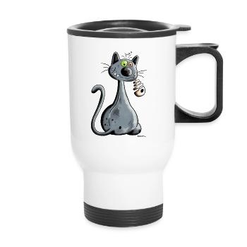 Chat - Tasse isotherme avec poignée - blanc - Devant