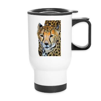 Dessin de guépard - Tasse isotherme avec poignée - blanc - Devant