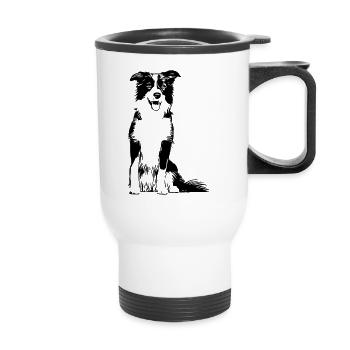 Border Collie / Chien Design Idée cadeau - Tasse isotherme avec poignée - blanc - Devant
