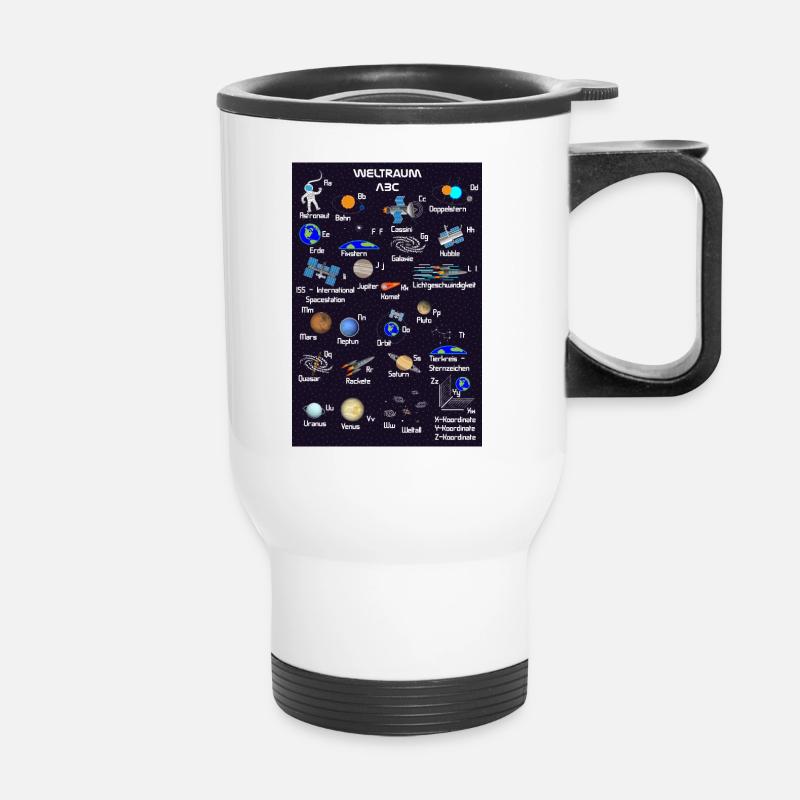 Space ABC alphabet learning poster - Thermal mug with handle - white