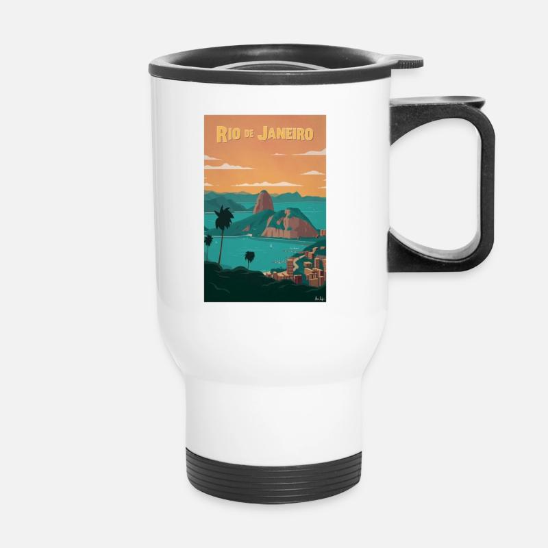 RIO DE JANEIRO, Vintage Poster - Thermal mug with handle - white