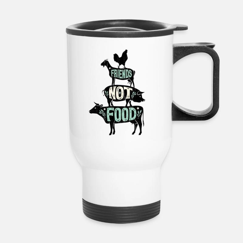 Freunde nicht Essen - Thermobecher mit Tragegriff - Weiß