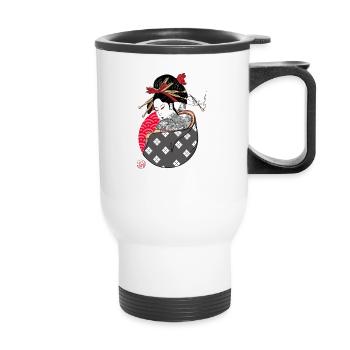 Geisha tatouée qui fume - Tasse isotherme avec poignée - blanc - Devant