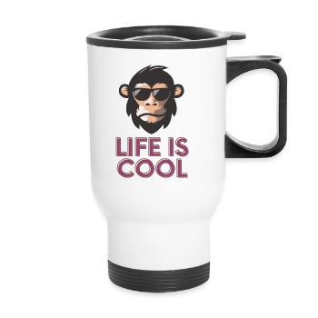 life is cool - Tasse isotherme avec poignée - blanc - Devant
