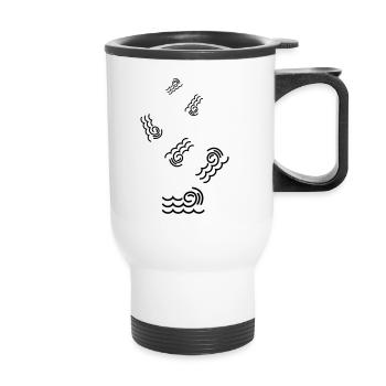 Icône d’onde - Tasse isotherme avec poignée - blanc - Devant