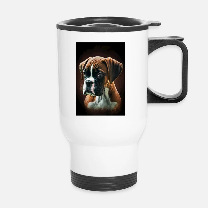 Chiot boxer - Tasse isotherme avec poignée - blanc