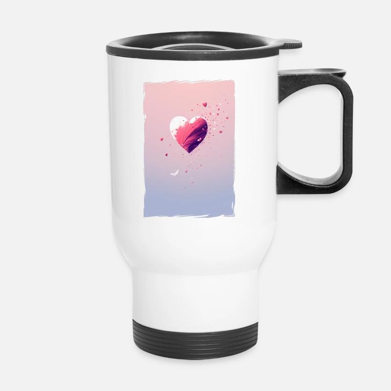 Liebe Illustration Minimalistisches Design - Thermobecher mit Tragegriff - Weiß