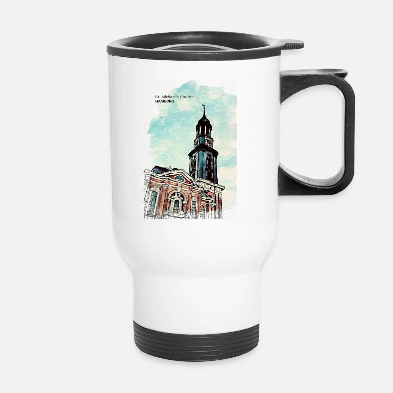 St. Michaelis, Hamburg - Thermal mug with handle - white