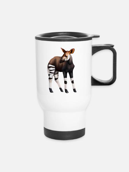 Süßes Okapi - Thermobecher mit Tragegriff - Weiß