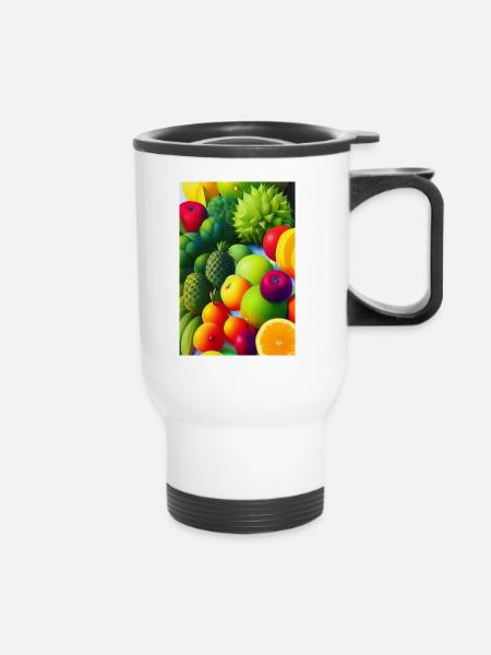 Früchte - Thermobecher mit Tragegriff - Weiß