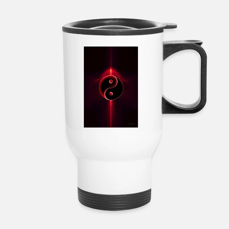 Yin Yang red 1 - Thermal mug with handle - white