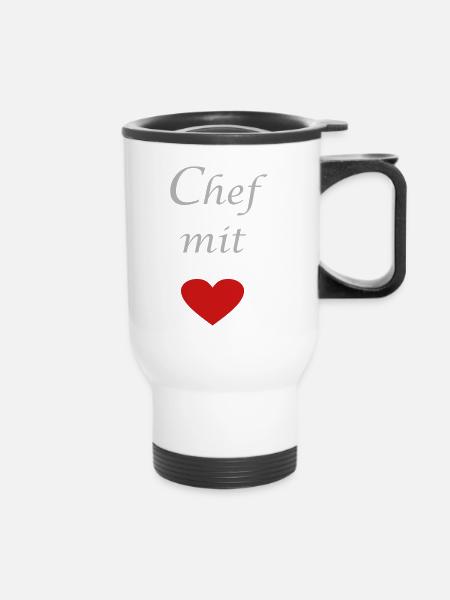 Chef mit Herz - Thermobecher mit Tragegriff - Weiß