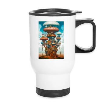 Mushroom City - Thermal mug with handle - white - Front