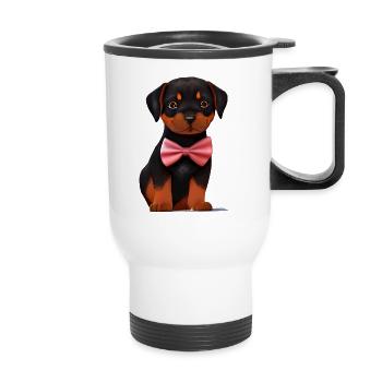 Rottweiler Dogs with Bow Tie Dog Suit Puppy - Thermal mug with handle - white - Front