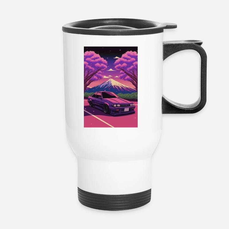 90s Anime Retrowave - Thermal mug with handle - white