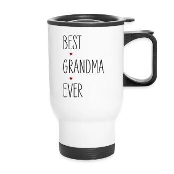 Oma, Best Grandma Ever, Großmutter Herz Geburtstag - Thermobecher mit Tragegriff - Weiß - Vorne