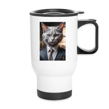 ARBEITSTIERE - Businesskatze - Thermobecher mit Tragegriff - Weiß - Vorne