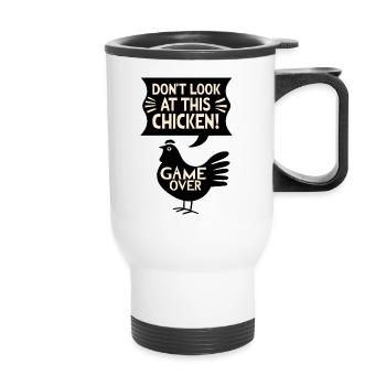 Dont look at this chicken Witziges Game - Thermal mug with handle - white - Front