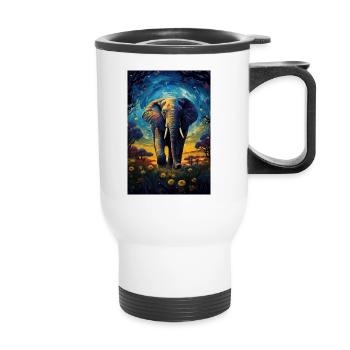 Éléphant - Tasse isotherme avec poignée - blanc - Devant
