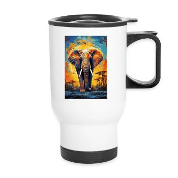 Éléphant - Tasse isotherme avec poignée - blanc - Devant