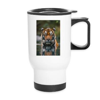 Tiger in the water | AI - Thermal mug with handle - white - Front