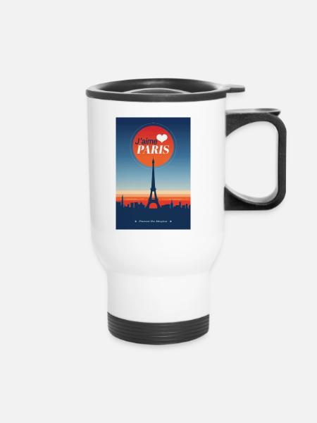 Ich liebe Paris - Thermobecher mit Tragegriff - Weiß
