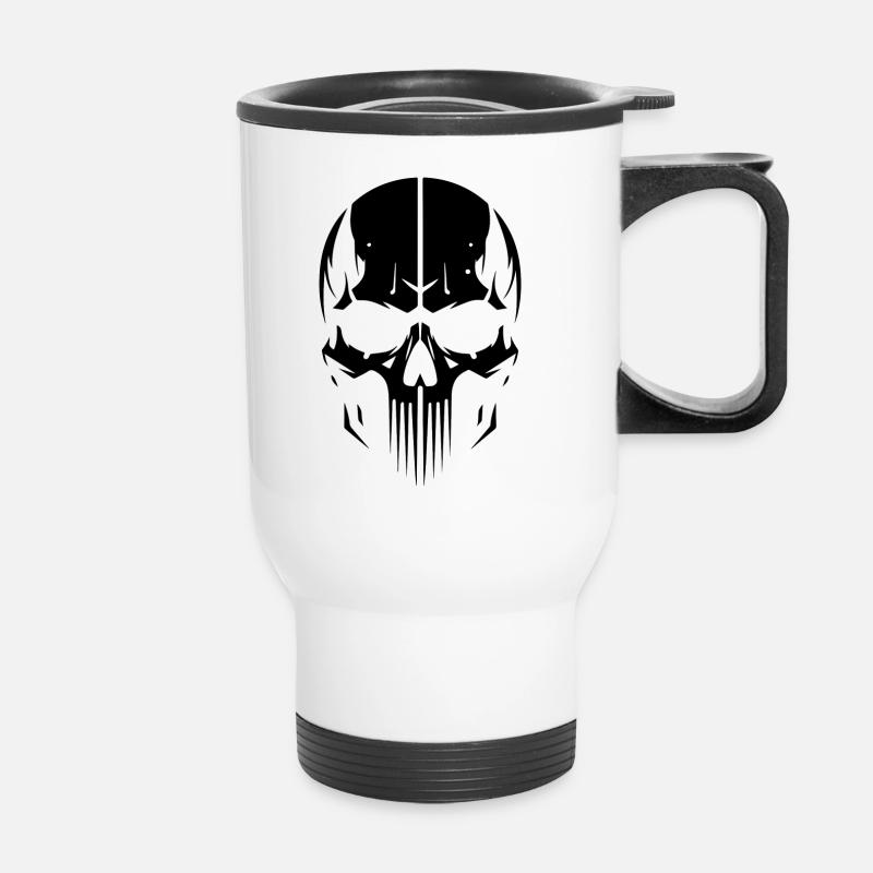 Skull, skull - Thermal mug with handle - white