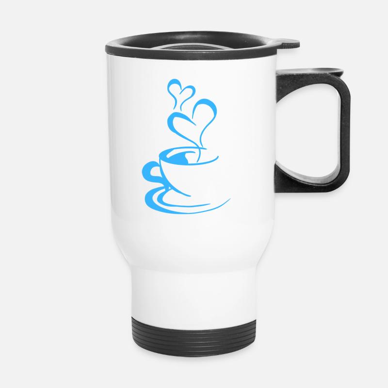 Blue Coffee Mug - Thermal mug with handle - white