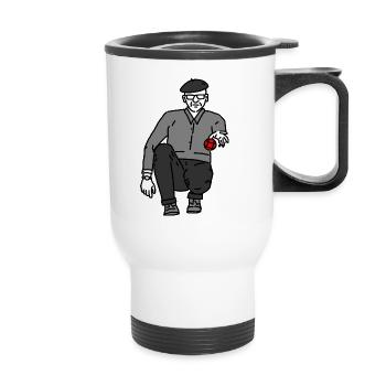 Joueur de pétanque gaucher - Tasse isotherme avec poignée - blanc - Devant