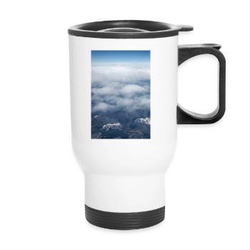 Formations nuageuses et Alpes près de la Zugspitze - Tasse isotherme avec poignée - blanc - Devant