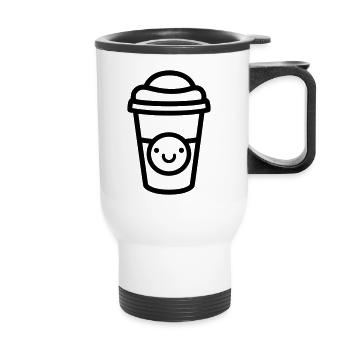Kaffeebecher - Thermobecher mit Tragegriff - Weiß - Vorne