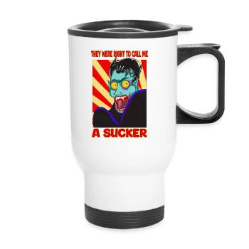 vampire horreur dessin animé humour une ventouse drôle design - Tasse isotherme avec poignée - blanc - Devant
