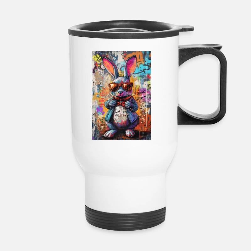 Lunettes de soleil Graffiti Bunny colorées - Tasse isotherme avec poignée - blanc