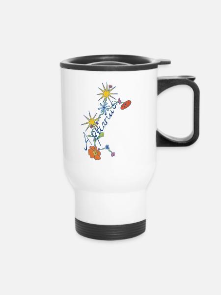 Aquarius – Kreative Sternzeichen-Illustration - Thermobecher mit Tragegriff - Weiß