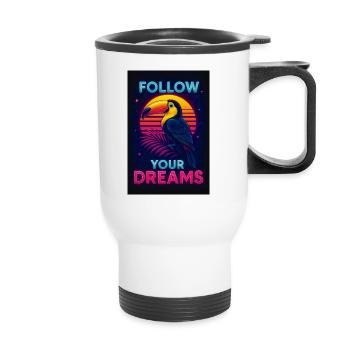 Follow Your Dreams – Toucan néon exotique devant Son - Tasse isotherme avec poignée - blanc - Devant