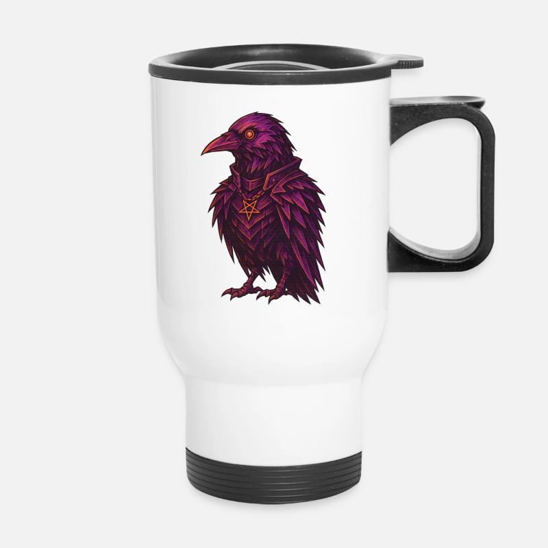 gothic crow/raven - Thermal mug with handle - white
