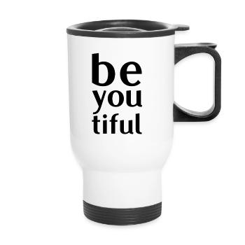 beyoutiful Taschen , Kissen , Sticker & mehr - Thermobecher mit Tragegriff - Weiß - Vorne