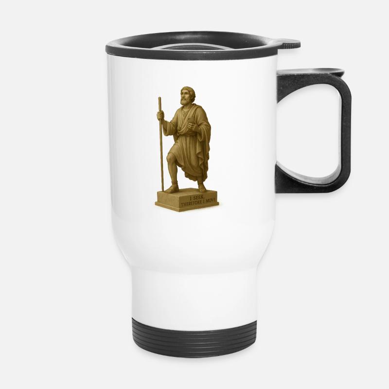 Moderne Interpretation des Pilgers - Thermobecher mit Tragegriff - Weiß