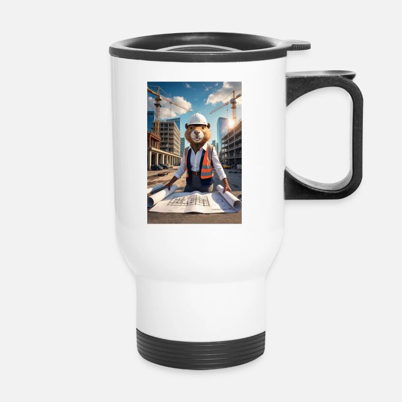 Humanoid Beaver Architect - Thermal mug with handle - white