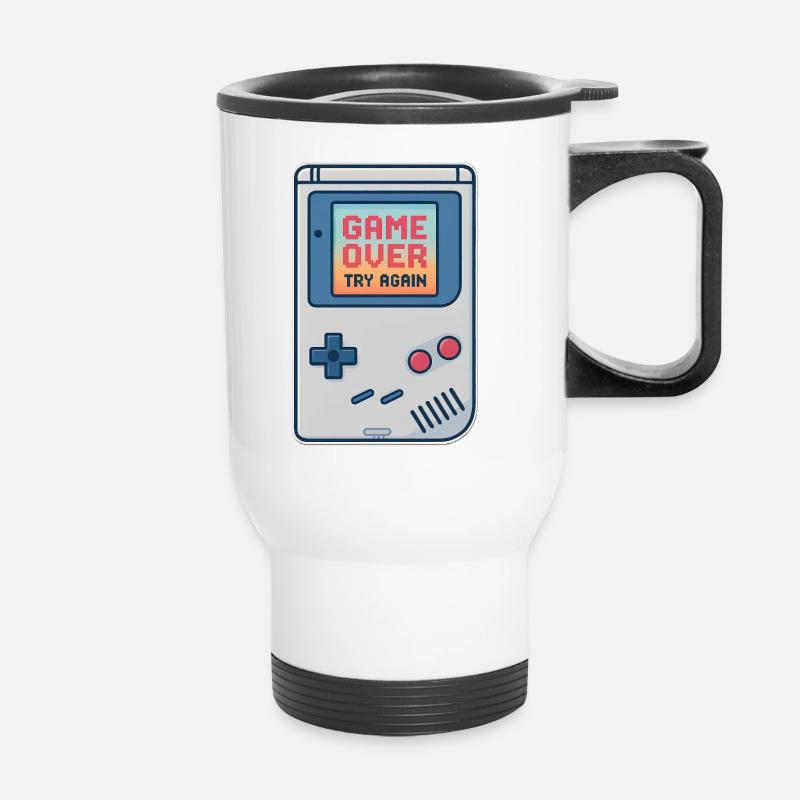 Retro Gaming Console Motif - Thermal mug with handle - white
