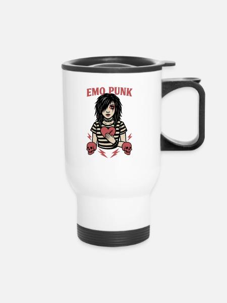 Emo Punk Herzschmerz Illustration - Thermobecher mit Tragegriff - Weiß
