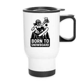 Né pour le snowboard - Tasse isotherme avec poignée - blanc - Devant