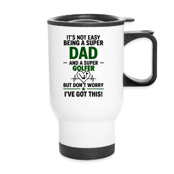 Herz + Golf – Super Papa Golfer - Thermal mug with handle - white - Front