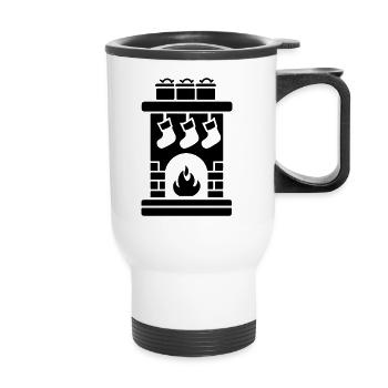 Fireplace Christmas Christmas Sock - Thermal mug with handle - white - Front