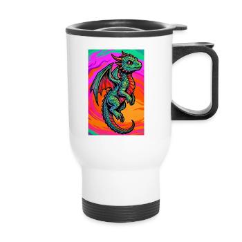dragon - Thermal mug with handle - white - Front
